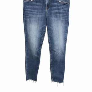 Kut from the Kloth Distressed Ankle Skinny Jeans in Medium Blue Wash